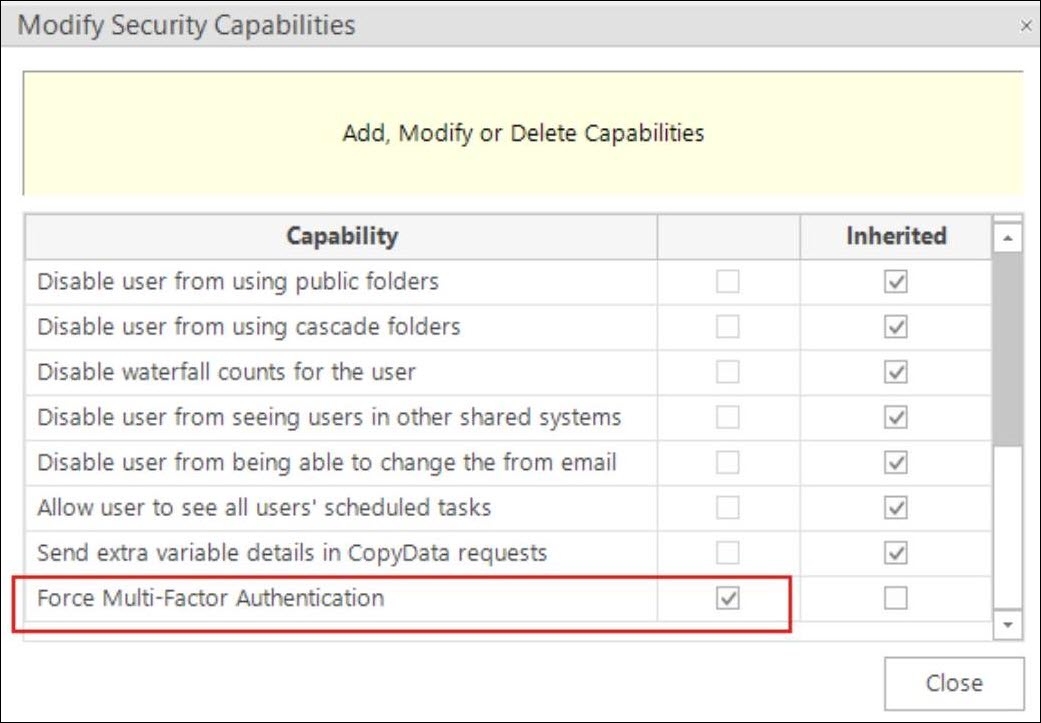 Force multi-factor authentication Force multi-factor authentication checkbox