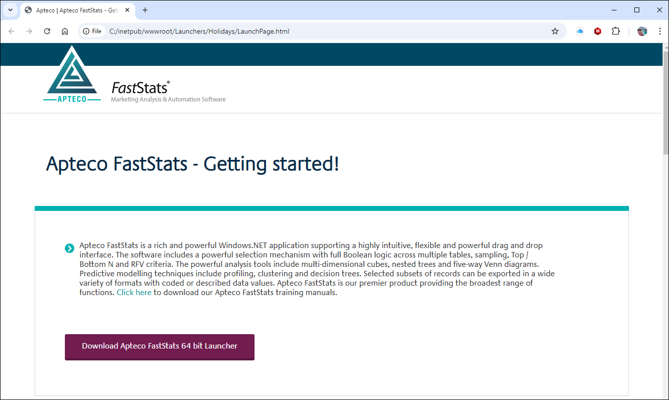 LaunchPage.html after removing 32-bit link