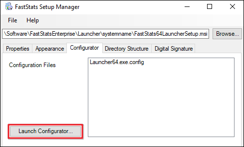 Launch Configurator button
