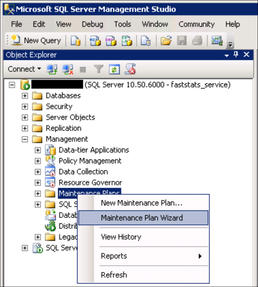 Maintenance Plans node in SQL Server Management Studio