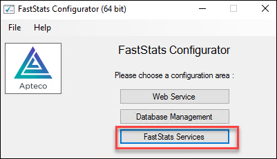 FastStats Configurator FastStats Services button