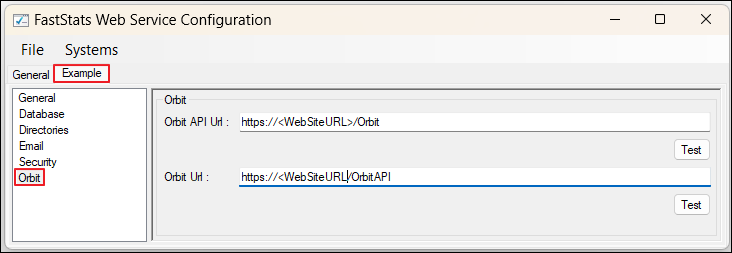 System tabs in web service configuration