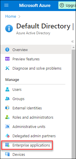 Enterprise applications menu item