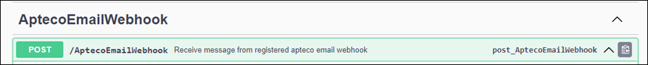 Webhook Endpoint Webhook endpoint in the AptecoEmailWebhook section