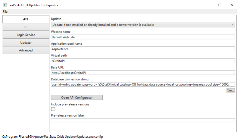Configuring the API Settings Configuring the API Settings