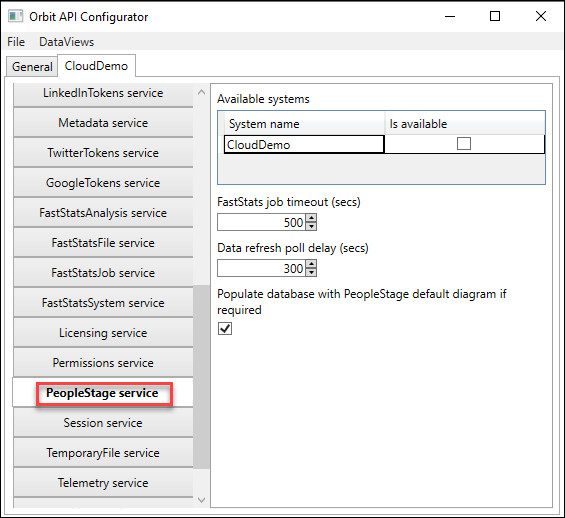 PeopleStage service settings