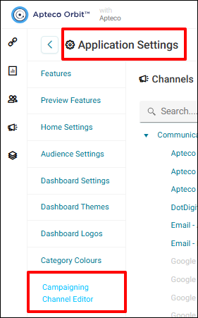 Channel editor Channel editor