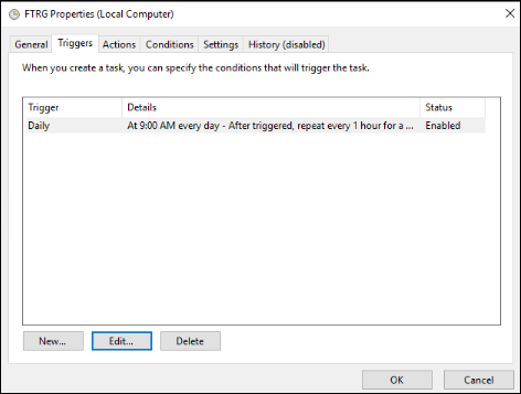 FTRG Task Scheduler properties FTRG Task Scheduler properties
