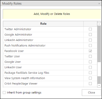 Select Facebook User role