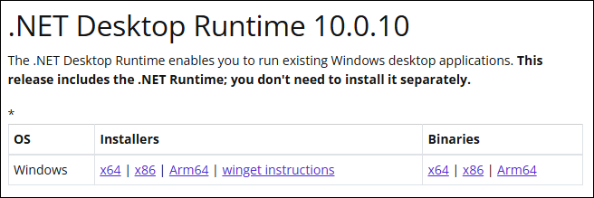 .NET Desktop Runtime 10 .NET Desktop Runtime 10 installer
