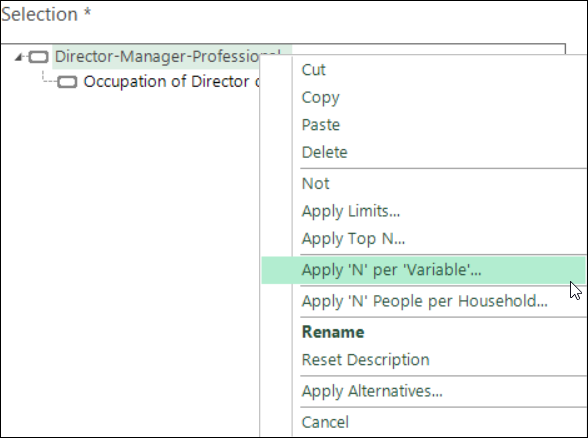 Apply 'N' per Variable menu option