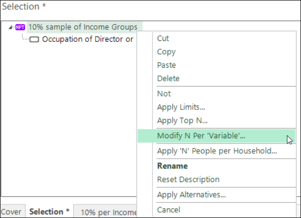 Modify N Per Variable menu option