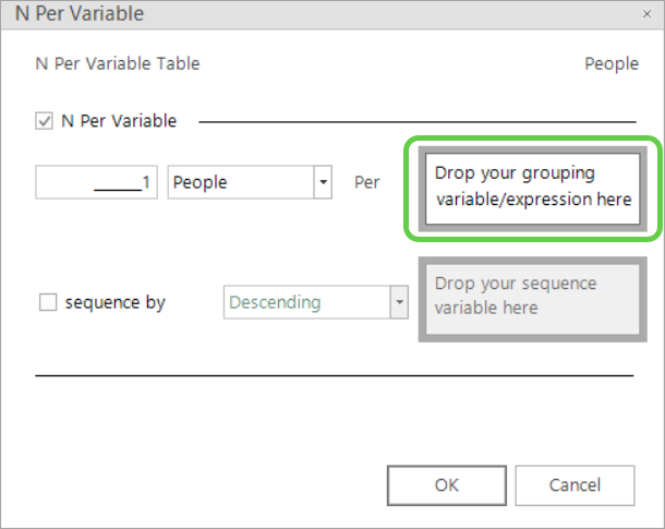 N% per Variable settings using an expression as the grouping variable