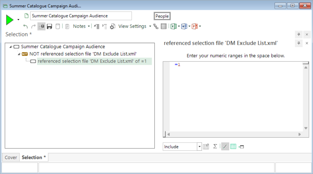 Reference file used as a shared exclusion group