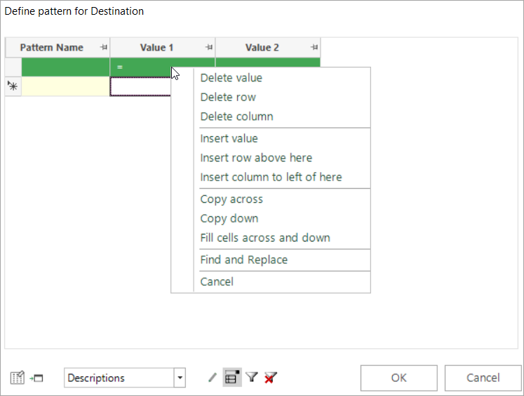 Copy and fill options