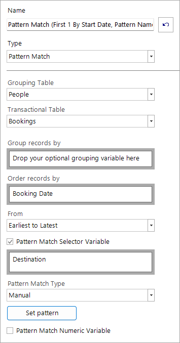 Pattern Match settings