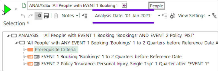 Customer journey selection with Analysis Date control