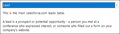Selecting the Lead table from the upload table drop-down