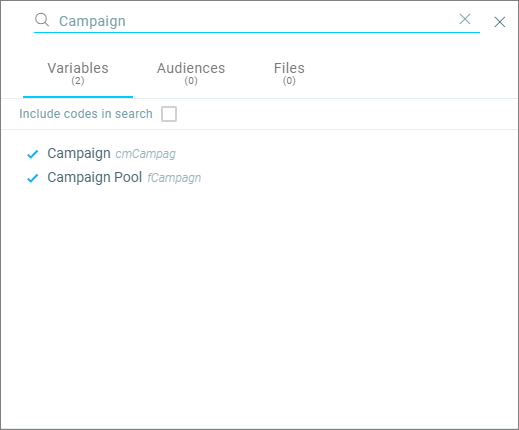 Find Variables using search Find Variables using search