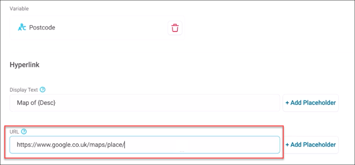 Add placeholder URL