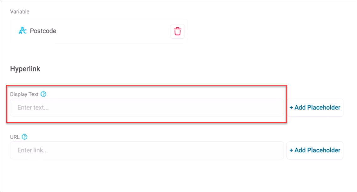 Display text