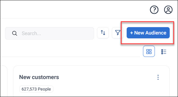 New Audience button Audiences screen with the New Audience button highlighted