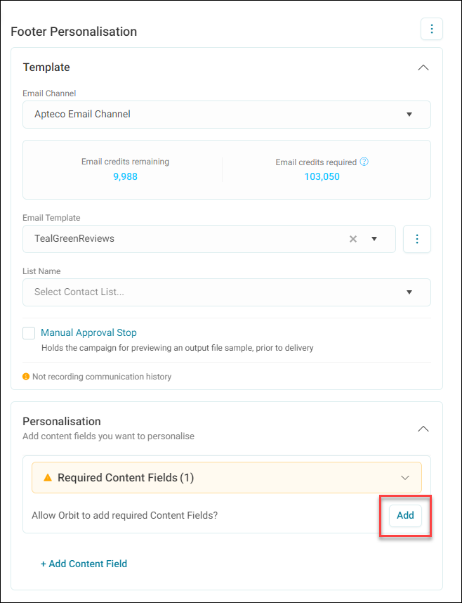 Allow Orbit to Add Content Fields