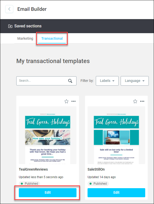 Edit Your Transactional Template