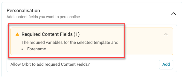 Required content fields