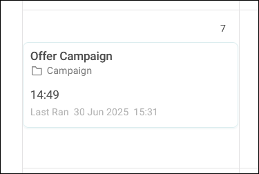 Campaign card in monthly view