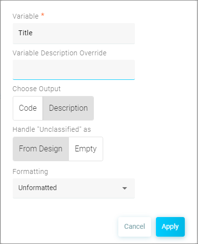 Add variable selector options