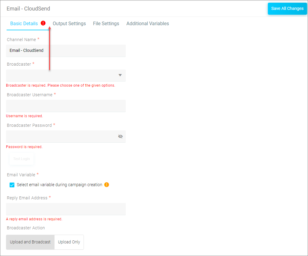 Channel editor page 1 blank