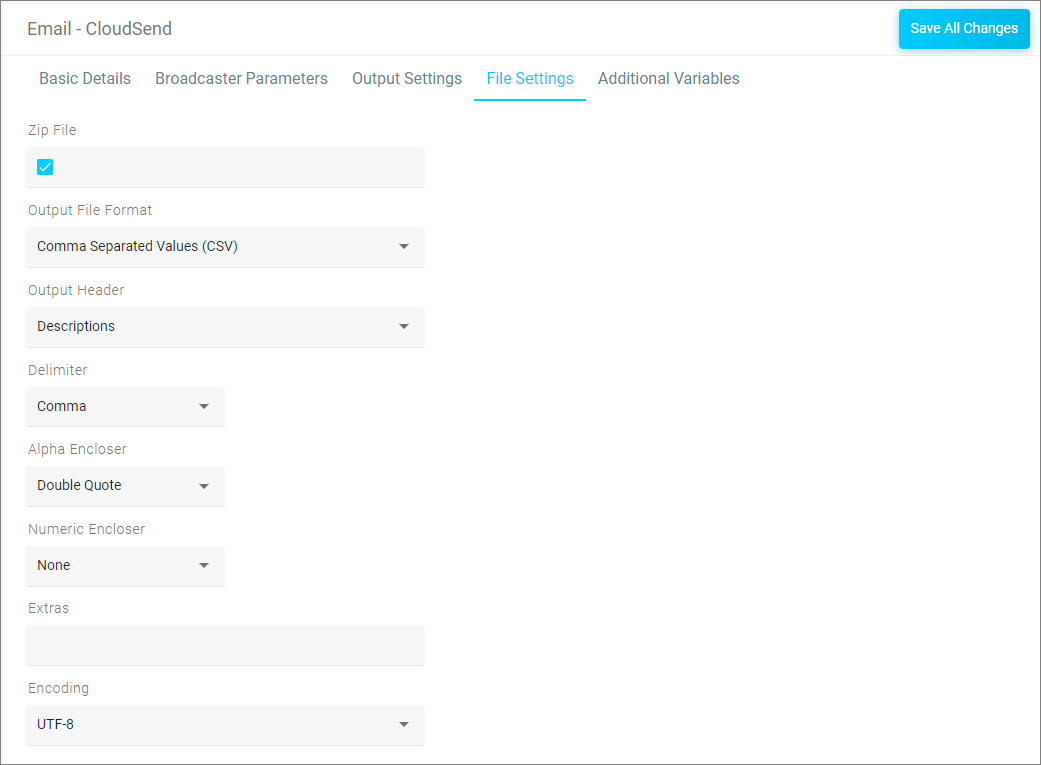 Channel editor - File Settings