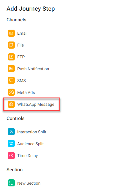 Add WhatsApp Message Step