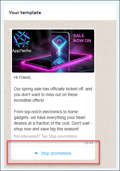 Opt-out Button Example