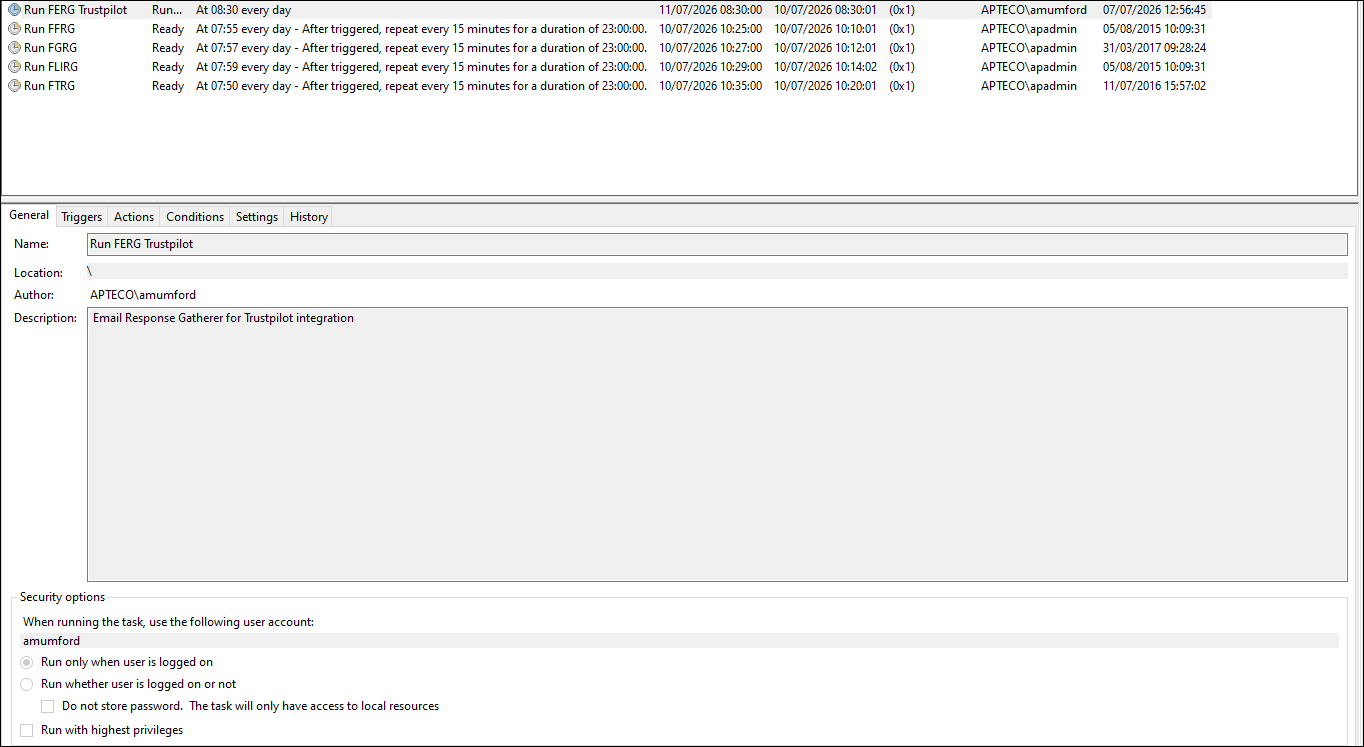 Task Scheduler general settings Task Scheduler general settings
