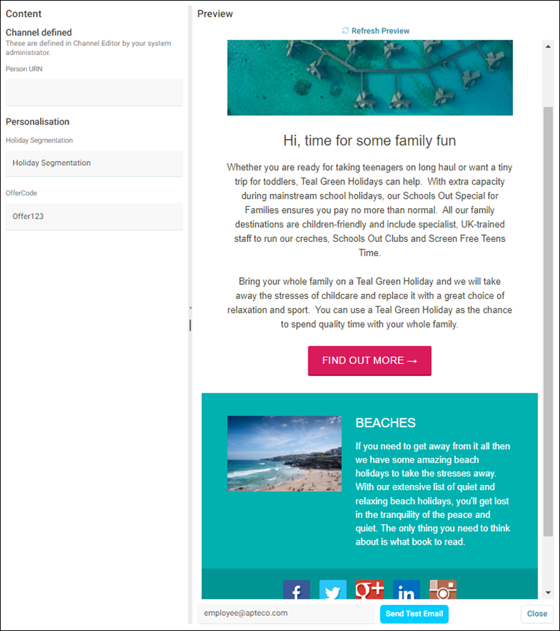 Preview test email