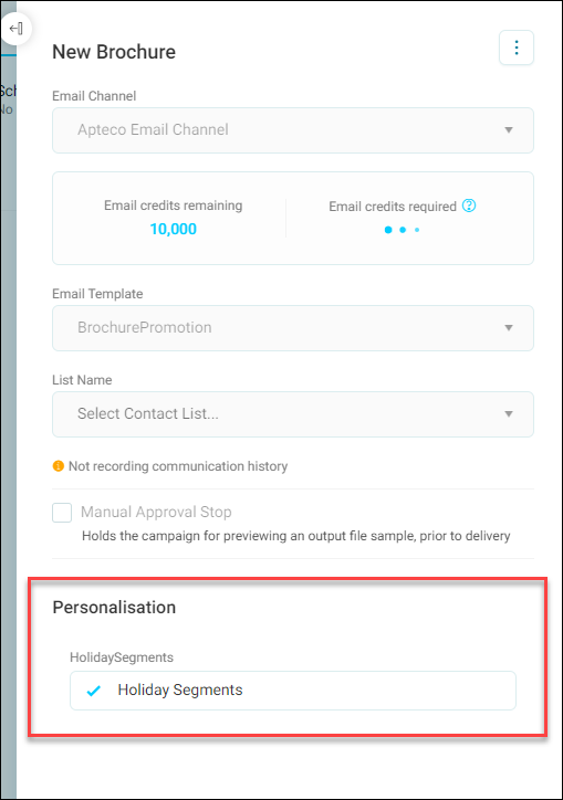 Personalisation Field