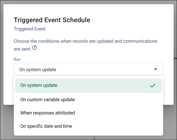 Triggered Event Schedule dialogue