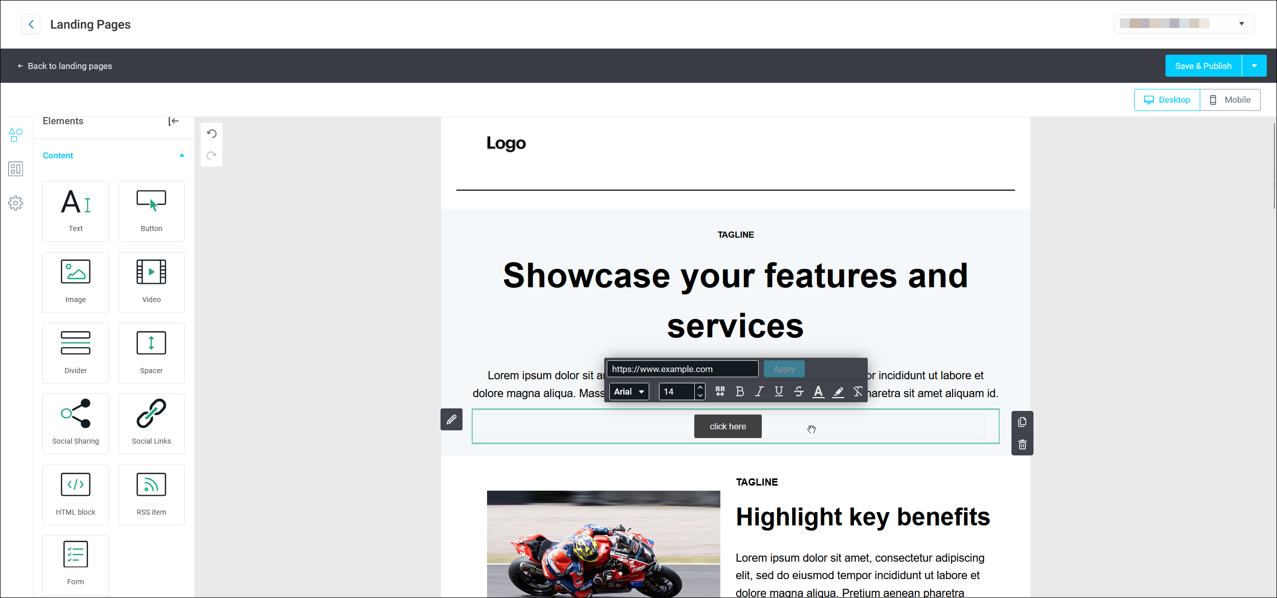 Landing pages