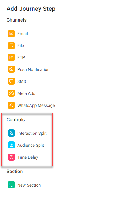 Journey step controls