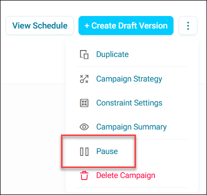 Pause in option menu