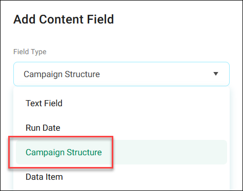 Campaign structure personalisation field