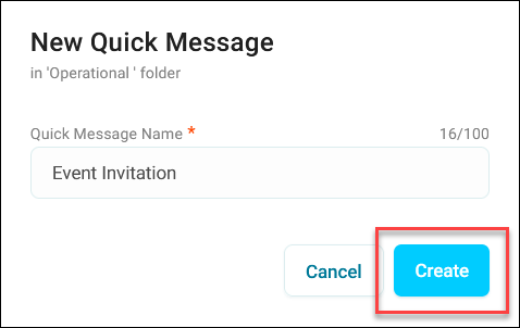Create new quick message