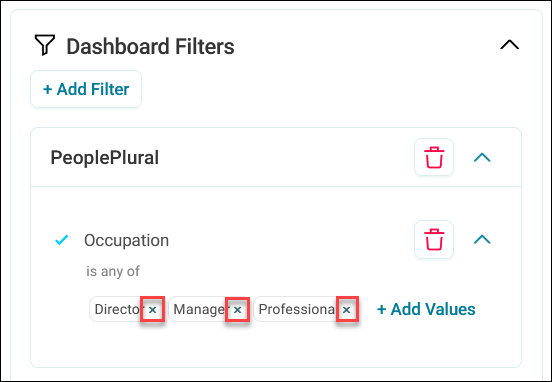 Remove values