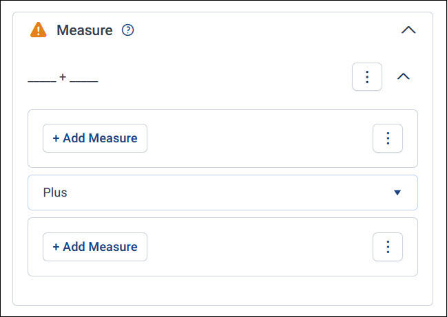 Calculated measure A calculated measure with two + Add Measure buttons and the Plus operator between them
