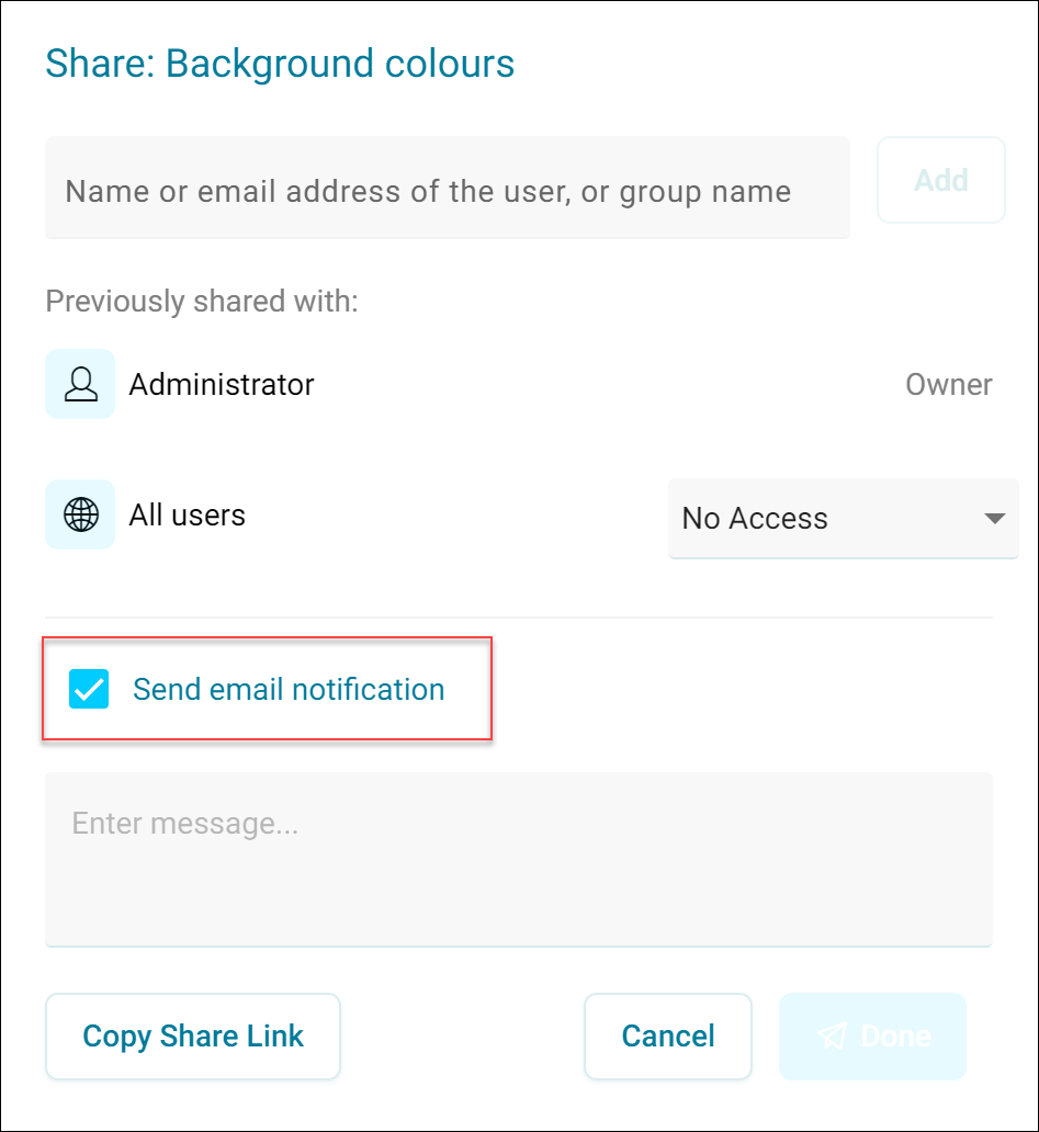 Share notification opt out