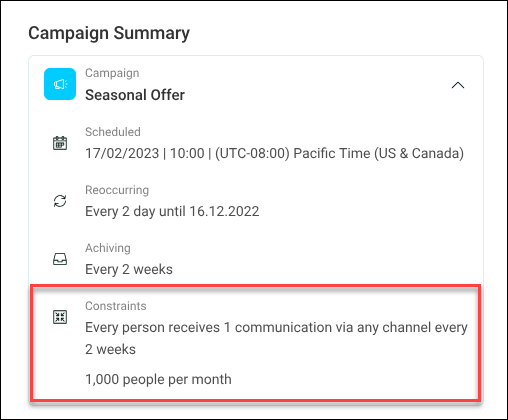 Campaign Constraints