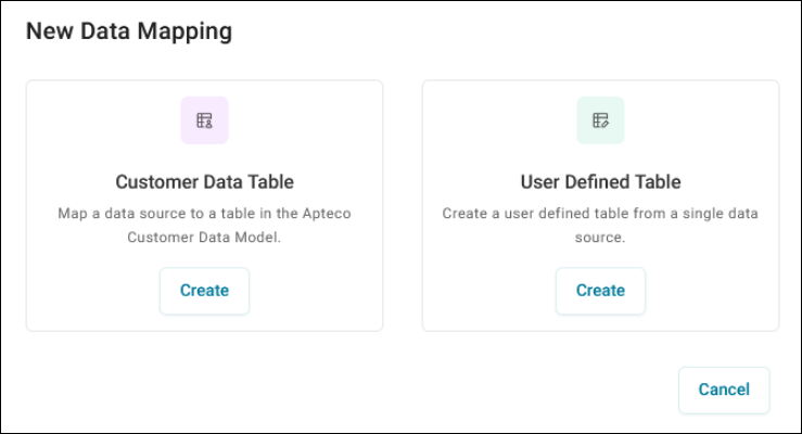 Data mapping tables
