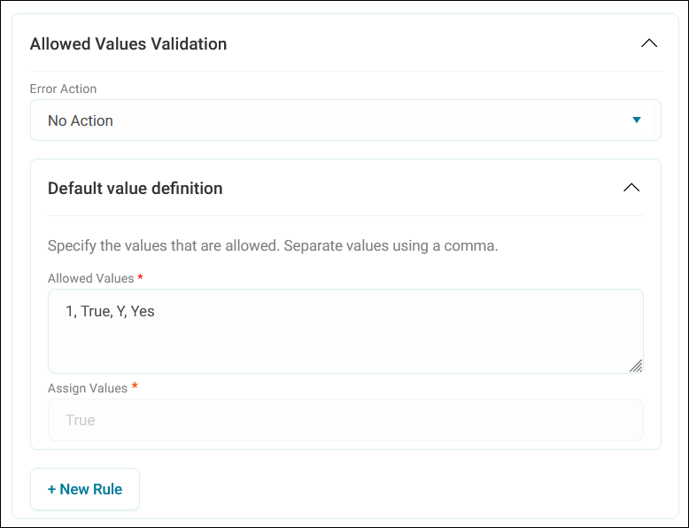 Allowed values validation